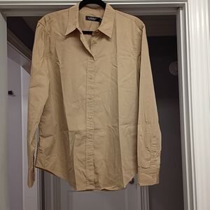 Lauren Ralph Lauren Women's Size L Tan Button Down Shirt